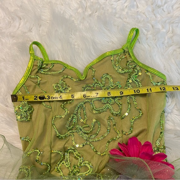 Curtain Call Costumes Dance Dress Up Play Fairy Child Size 12 Sequins Green - Picture 11 of 13